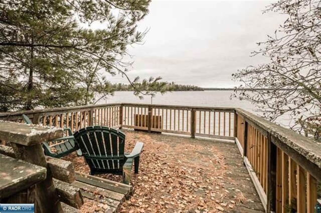 deck with a water view