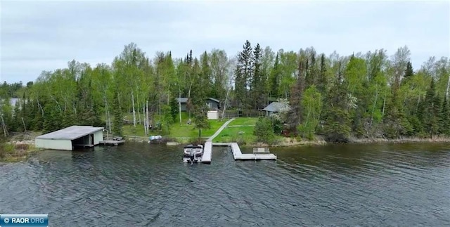 dock area featuring a water view