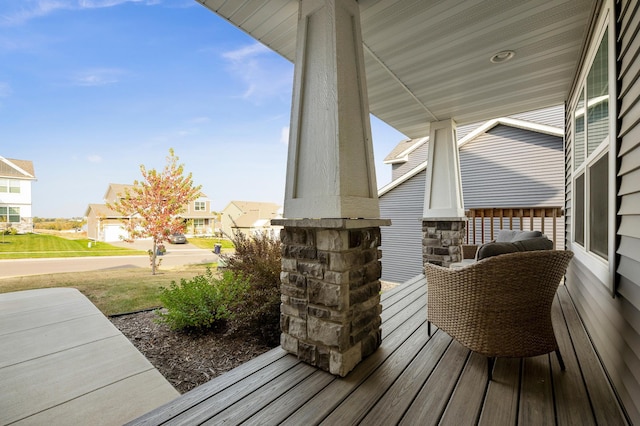 deck featuring covered porch