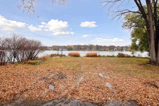 view of yard featuring a water view