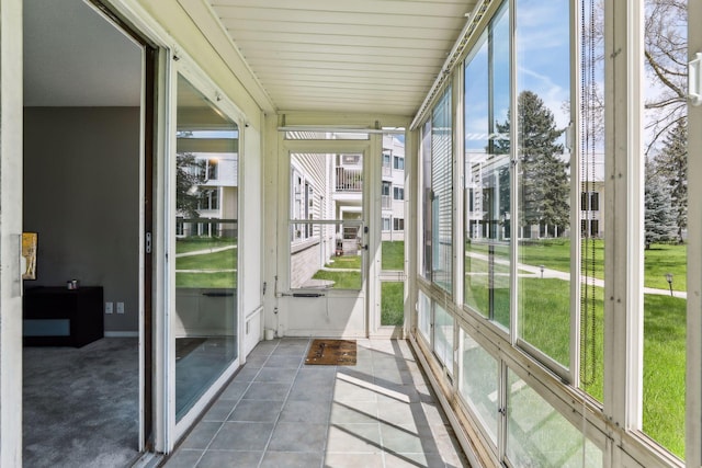 view of unfurnished sunroom