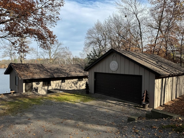 view of detached garage