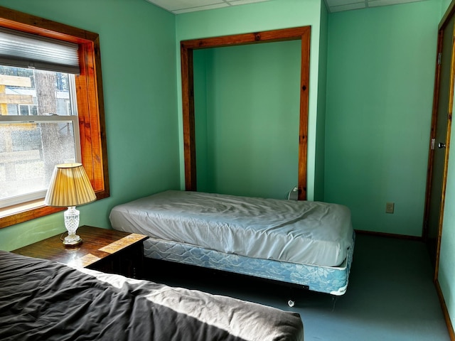 bedroom with a closet and carpet flooring