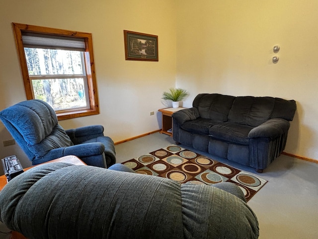 living room with carpet flooring