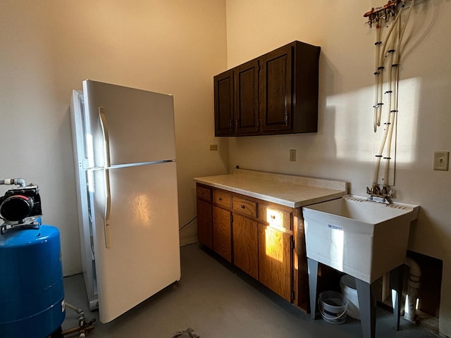 kitchen featuring white fridge