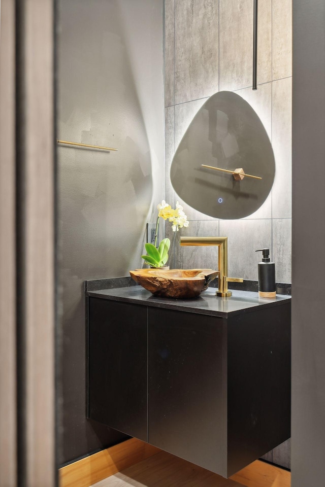 bathroom featuring wood-type flooring