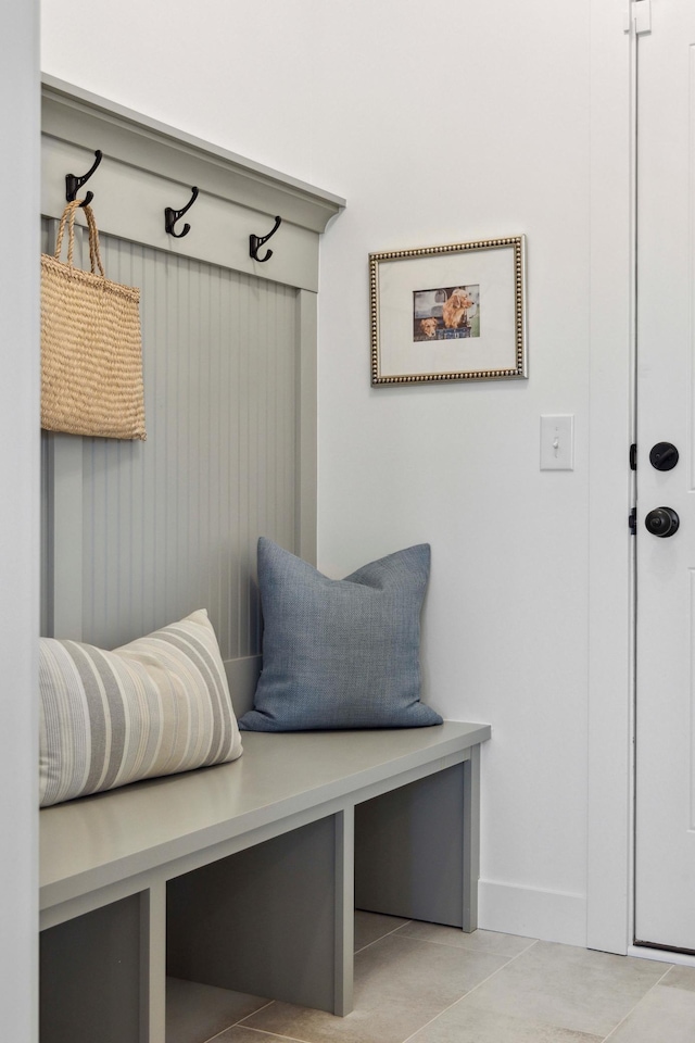 mudroom featuring light tile patterned floors