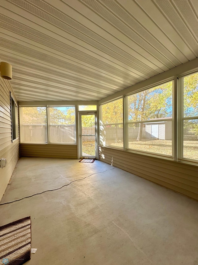 view of unfurnished sunroom