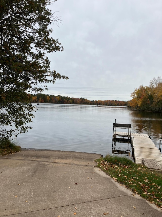 view of dock featuring a water view