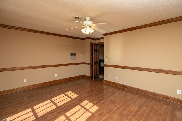 2700 115th St NW, Oronoco, MN 55960 - unfurnished room with crown molding, wood finished floors, ceiling fan, a textured ceiling, and electric panel