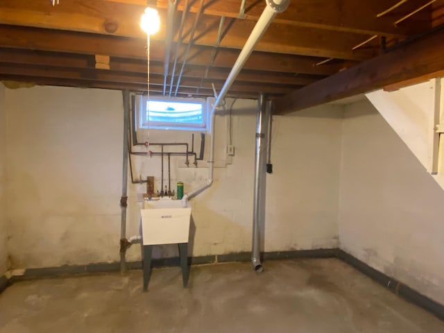 basement with sink