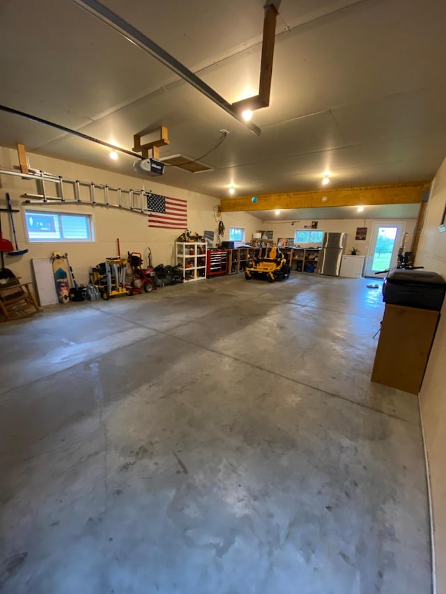 garage with a garage door opener