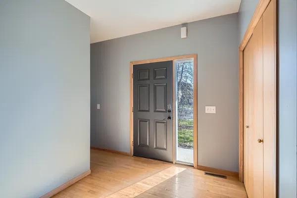 entrance foyer featuring light wood-type flooring and plenty of natural light