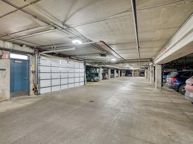 garage with a garage door opener