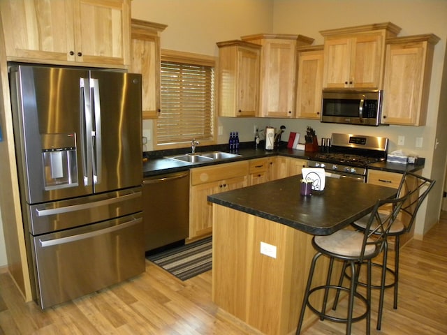 2501 Le Homme Dieu Vw NE, Alexandria, MN 56308 - kitchen with stainless steel appliances, a sink, light brown cabinets, and light wood-style floors