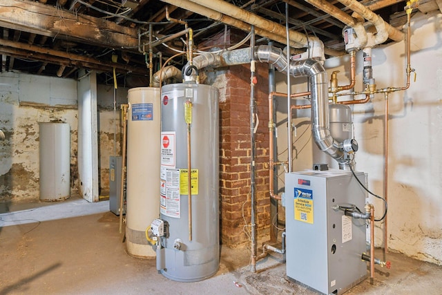 utility room with gas water heater