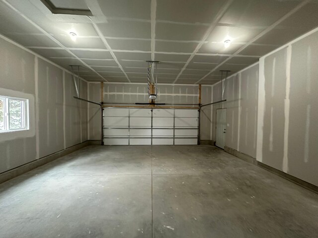 garage with a garage door opener