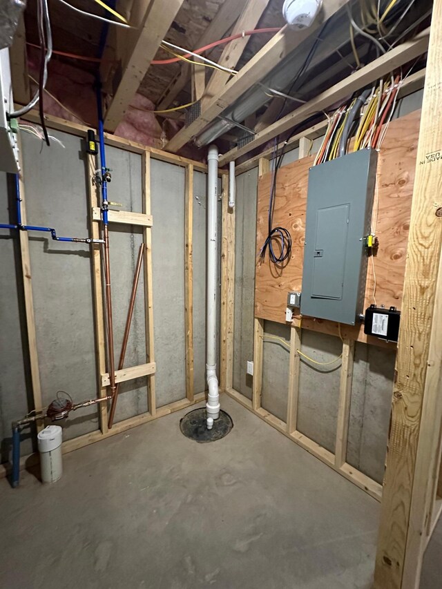 basement with electric panel