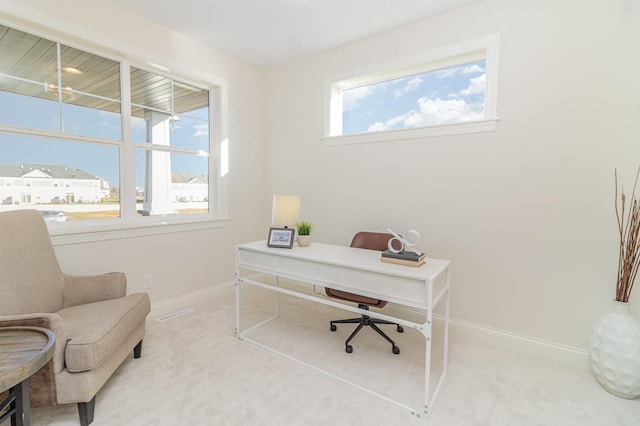 carpeted office space with a wealth of natural light