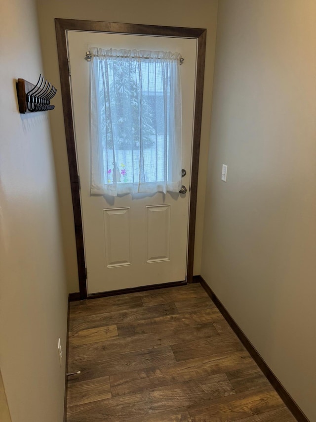 doorway to outside featuring dark hardwood / wood-style flooring