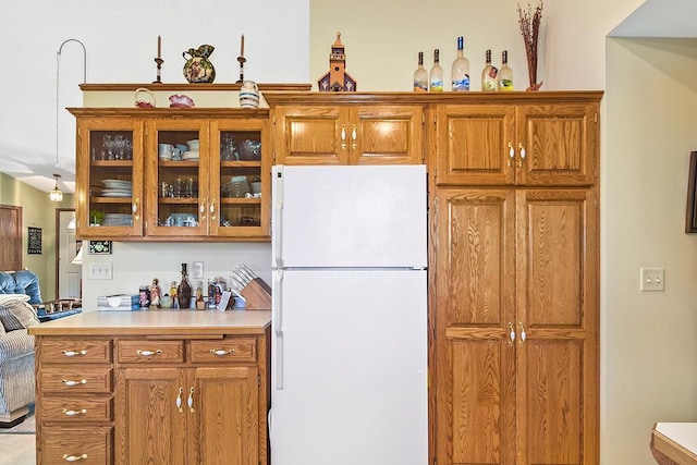 kitchen featuring white refrigerator