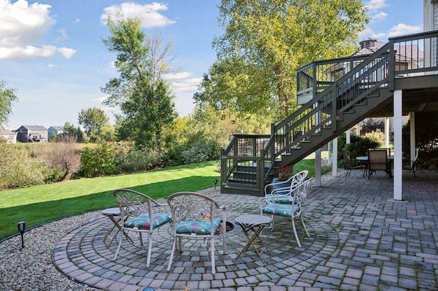 view of patio featuring a wooden deck