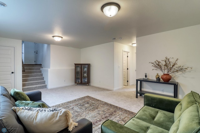 living room featuring carpet