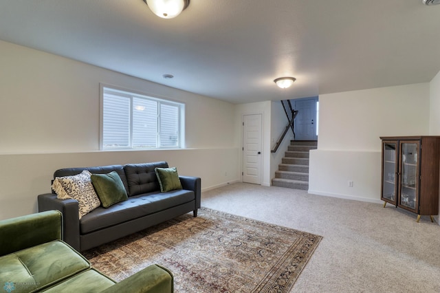 living room with light carpet