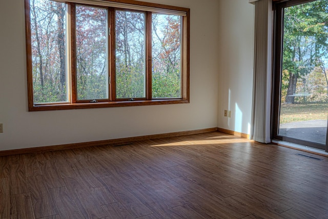 unfurnished room featuring hardwood / wood-style floors and a healthy amount of sunlight