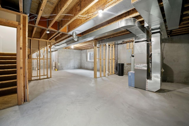 basement with heating unit