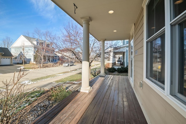 wooden deck featuring covered porch