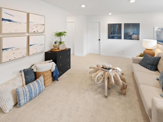 living room featuring carpet