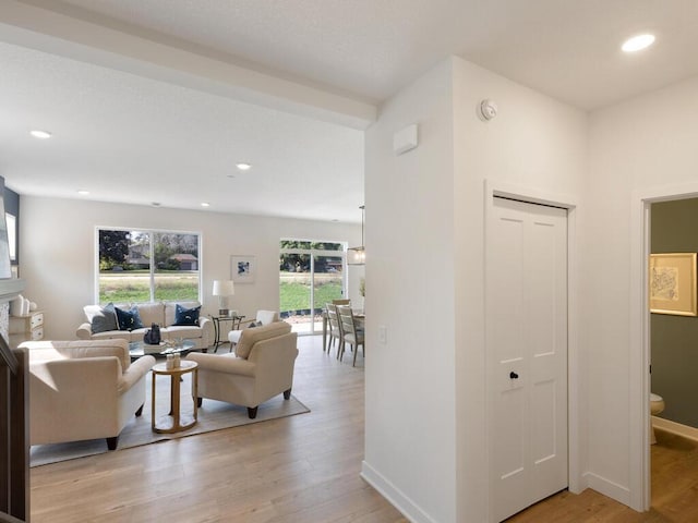 13609 Hollybrook Dr, Apple Valley, MN 55124 - living room with light wood-type flooring, baseboards, and recessed lighting