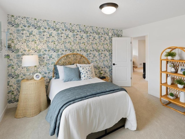 13609 Hollybrook Dr, Apple Valley, MN 55124 - bedroom featuring carpet, wallpapered walls, and baseboards