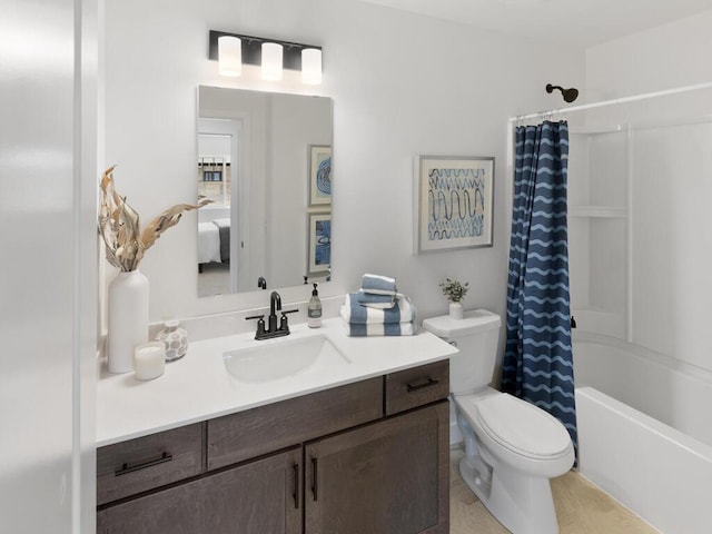 13609 Hollybrook Dr, Apple Valley, MN 55124 - bathroom featuring toilet, vanity, and shower / bath combination with curtain