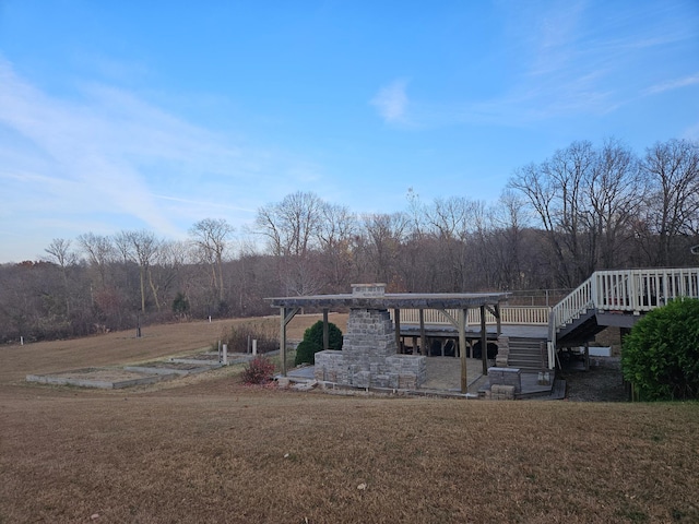 view of yard with a deck