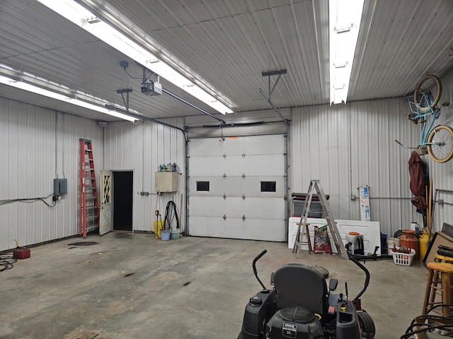 garage with a garage door opener