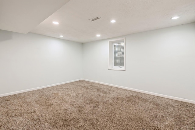 basement featuring carpet floors