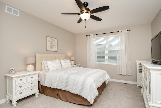 19266 Hunters Pl, Rogers, MN 55374 - bedroom featuring baseboards, light colored carpet, and ceiling fan