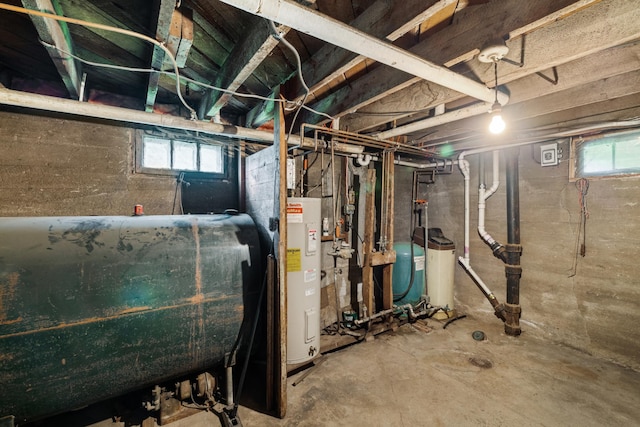 basement featuring water heater