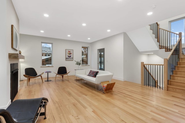 living room with light wood-type flooring