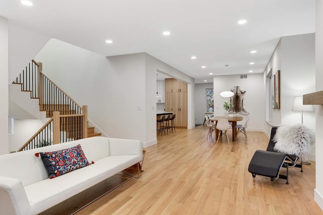 living room with light wood-type flooring