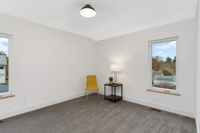 unfurnished room featuring plenty of natural light and carpet floors