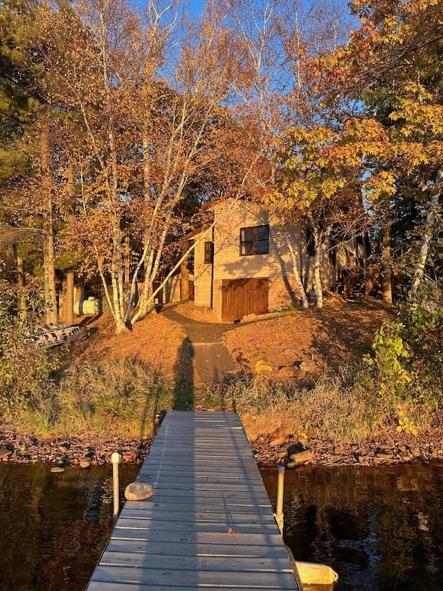 view of dock featuring a water view