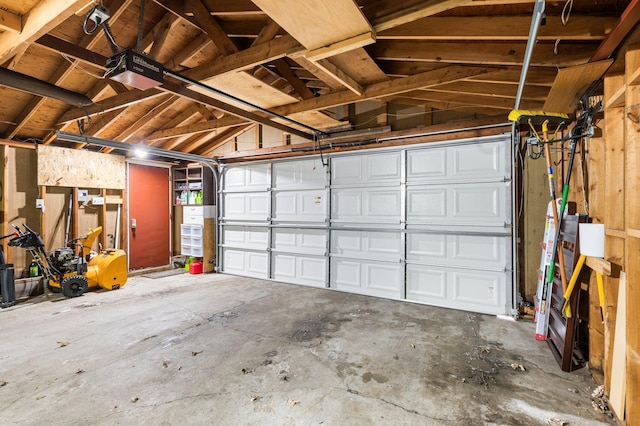 garage with a garage door opener