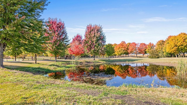 view of property's community with a water view