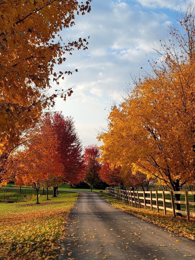 view of street featuring a rural view