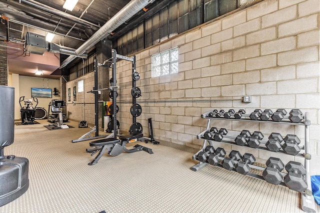 workout room with carpet