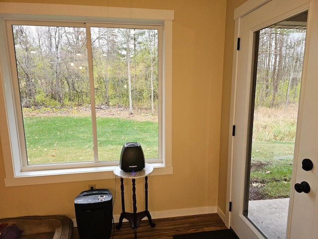 doorway to outside featuring dark hardwood / wood-style floors