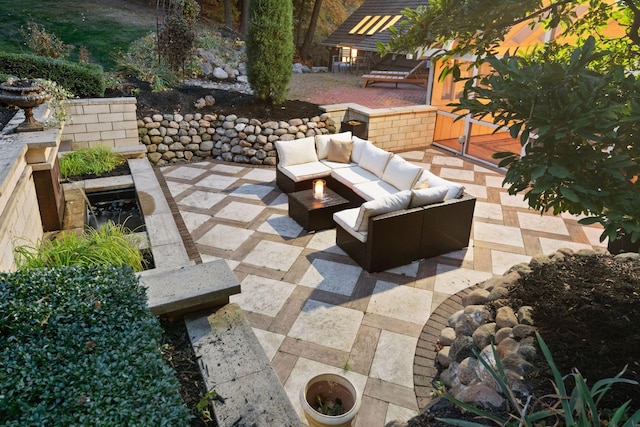 view of patio featuring an outdoor living space